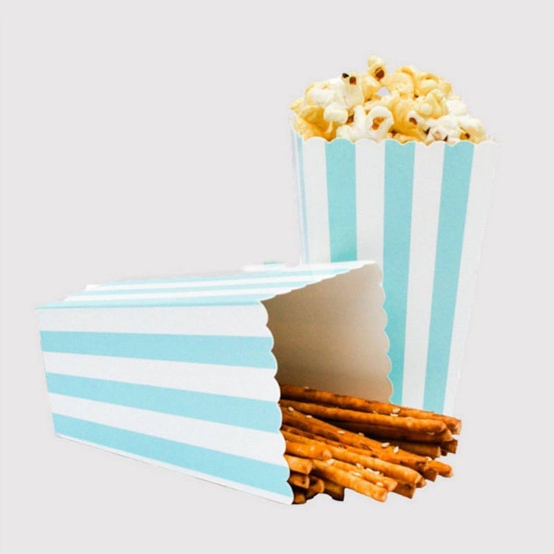 Crystallove 24pcs Striped Paper Popcorn Boxes for Party Favor Supplies (Blue) - Image 5
